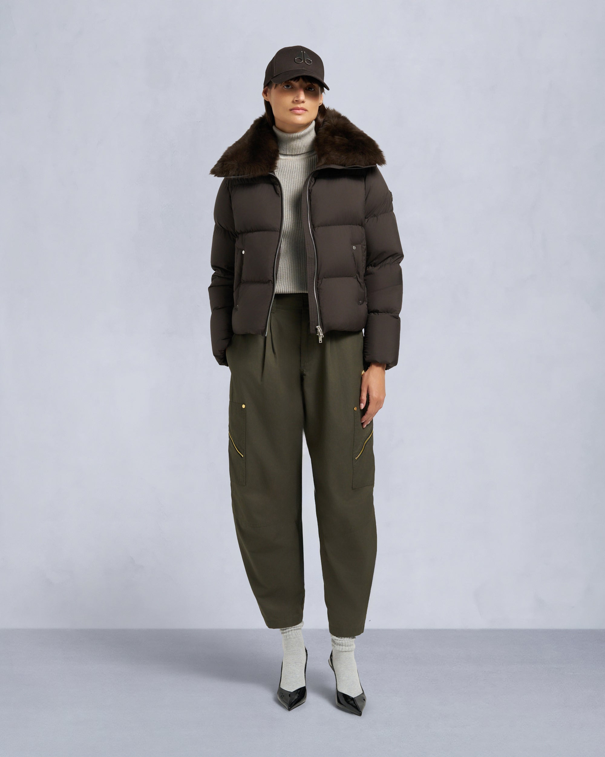 BELLE DUNE SHORT SHEARLING TRIM PUFFER - 2