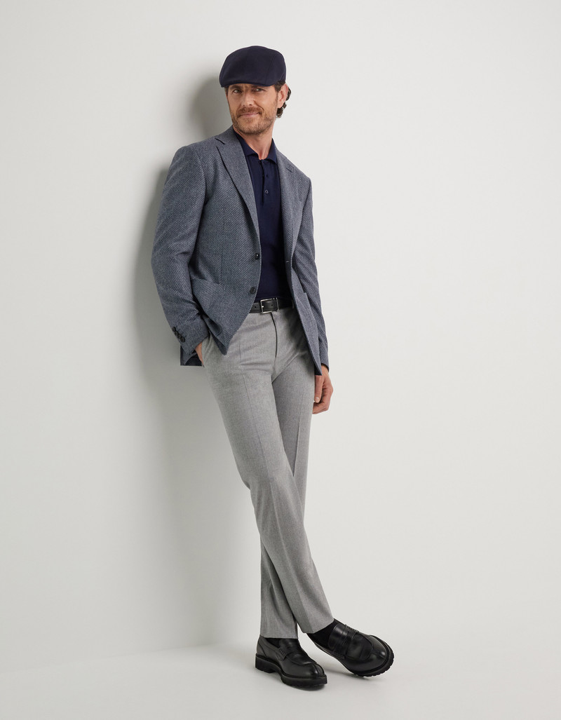 Canali LIGHT GREY HIGH-WAIST FLAT-FRONT TROUSERS IN WOOL outlook