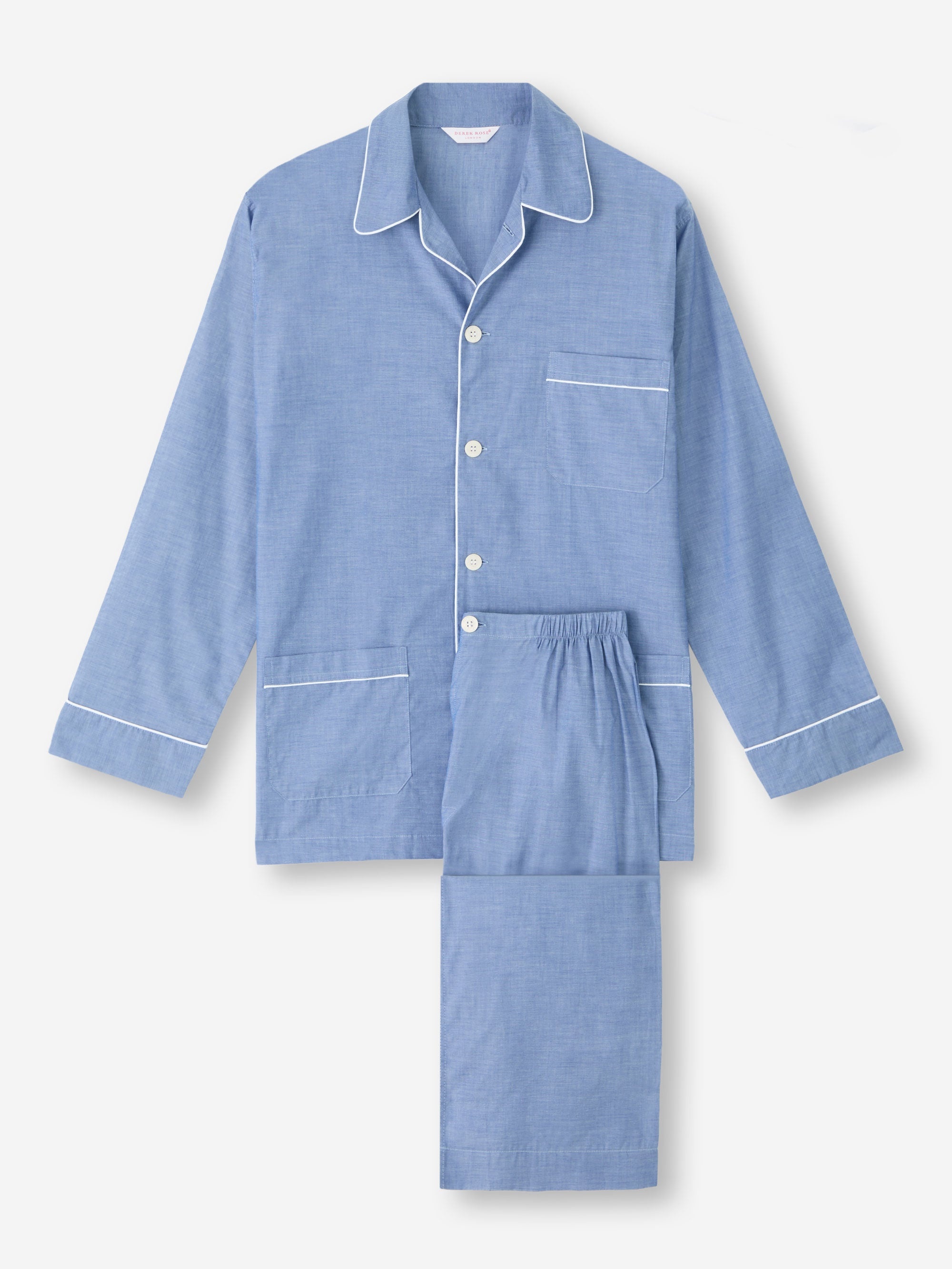 Men's Classic Fit Pajamas Amalfi Cotton Batiste Denim - 2