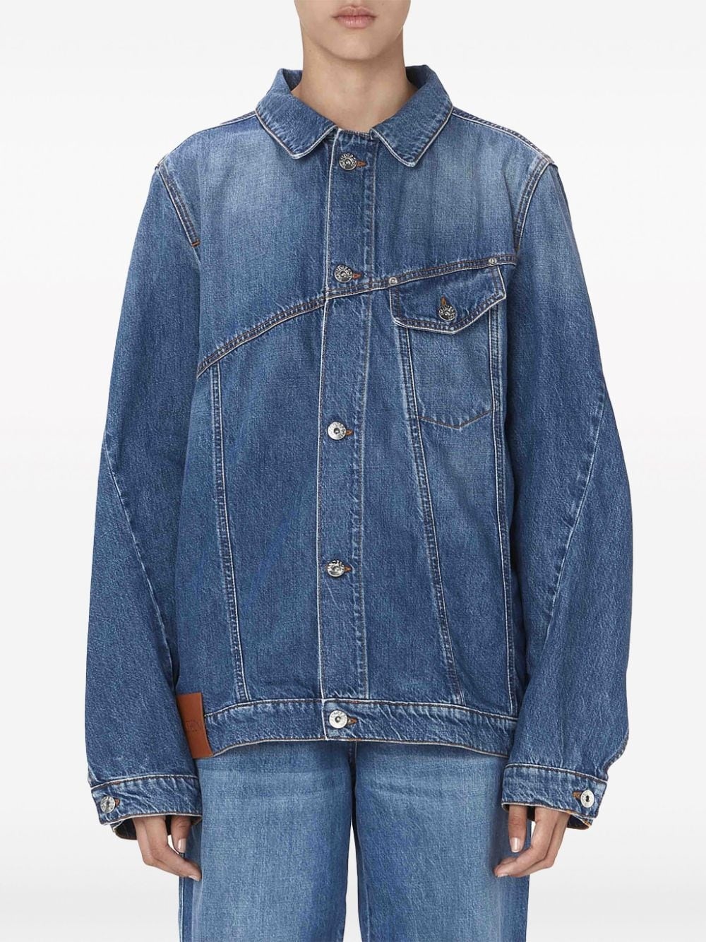 anchor-logo deconstructed denim jacket - 3