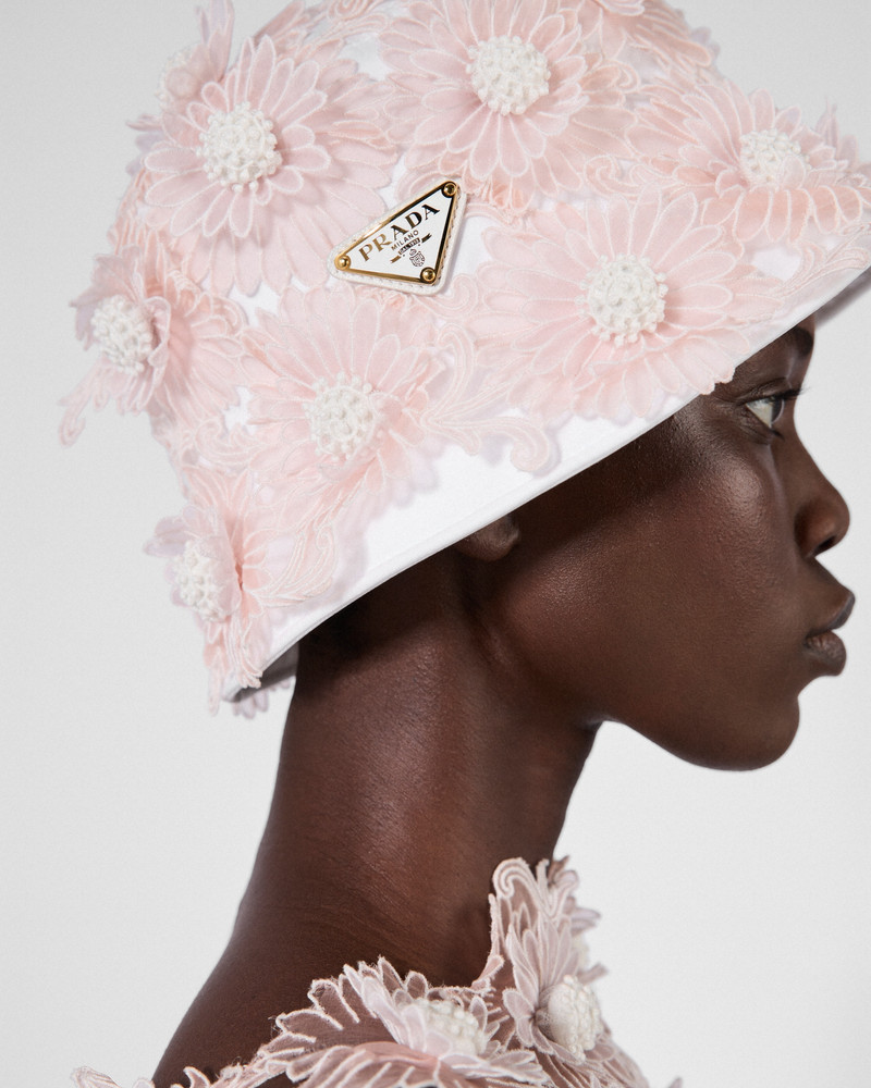 Prada Guipure lace bucket hat outlook
