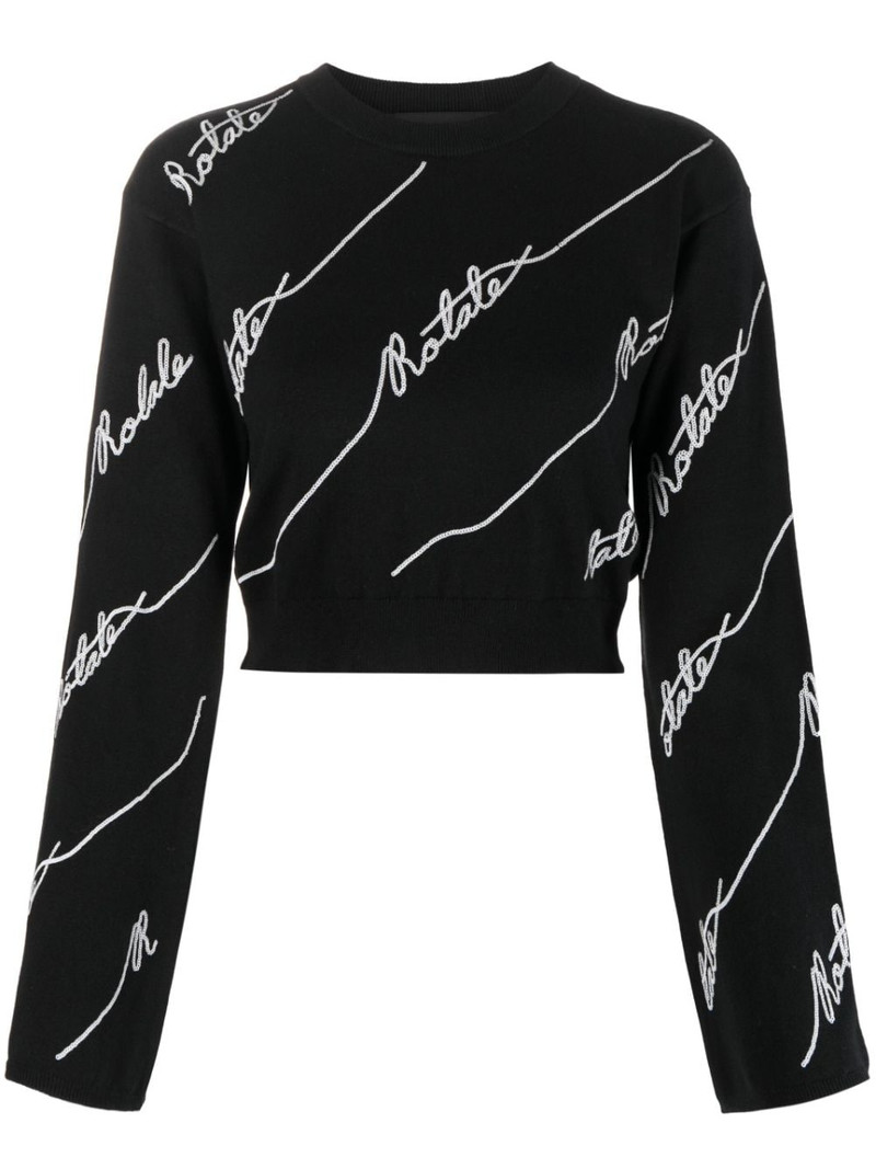 logo-embellished cropped jumper 1