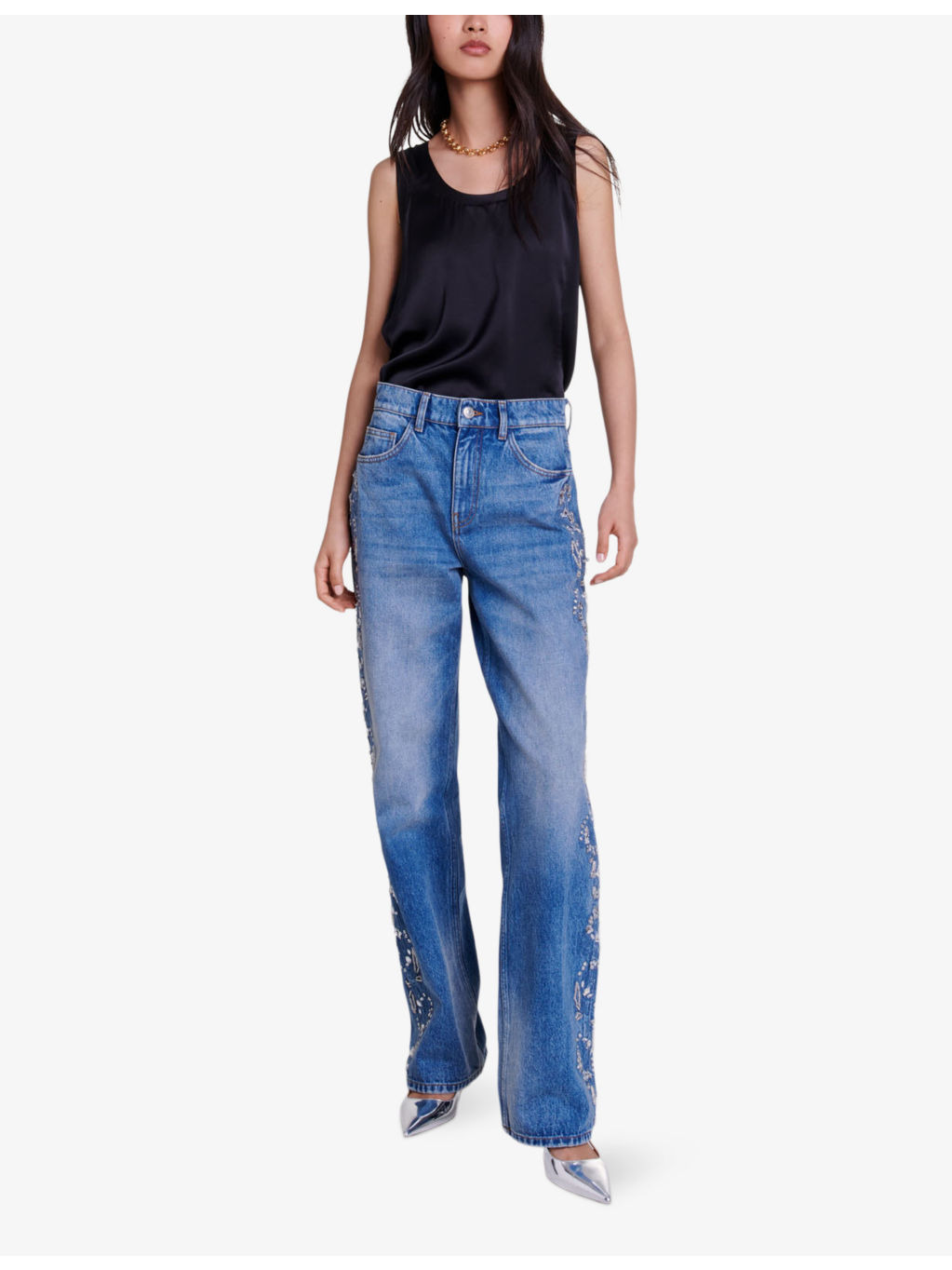 Round-neck relaxed-fit stretch-silk top - 2