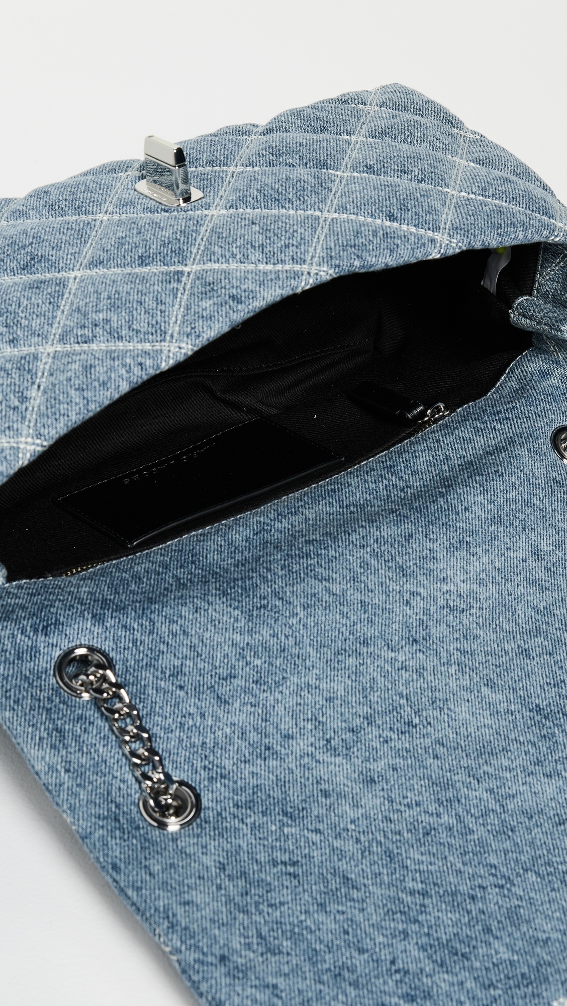 The Quilted Denim Dual Chain Shoulder Bag - 5