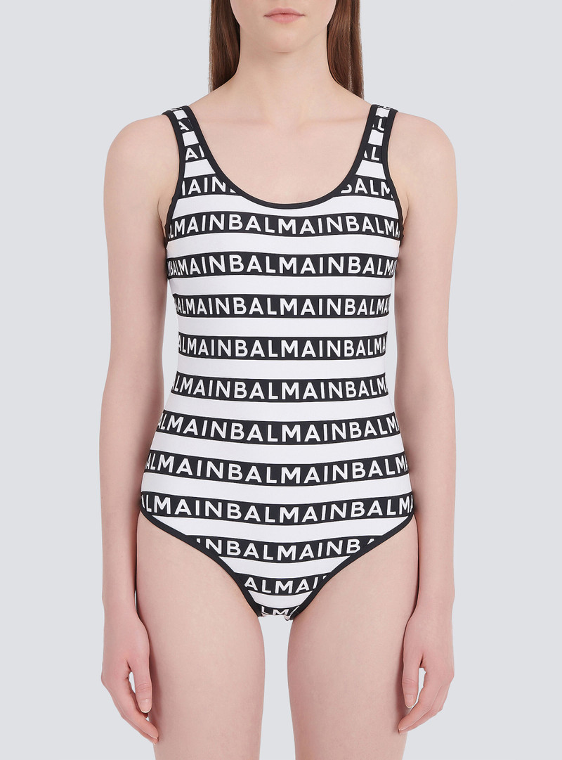 Bicolor swimsuit with Balmain monogram 5