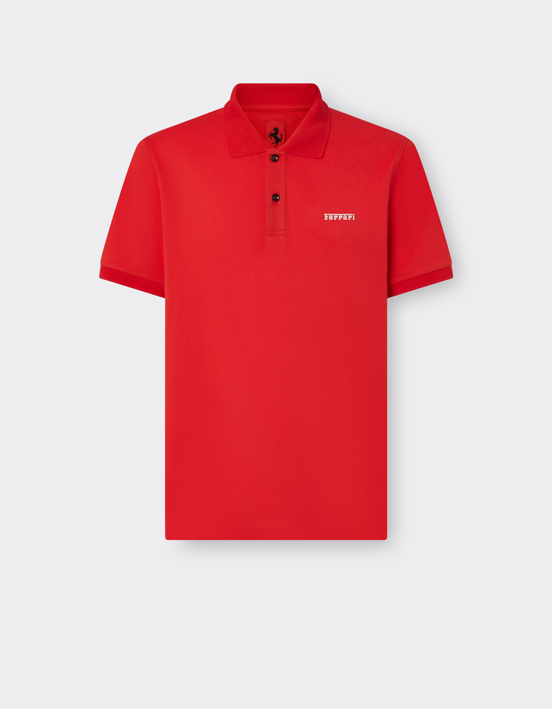 Cotton polo shirt with Ferrari logo 1