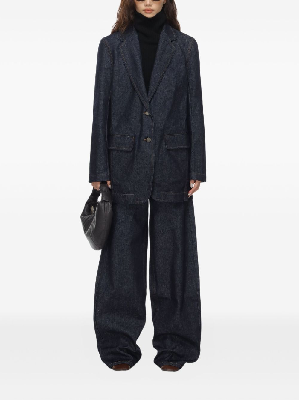 button-fastening denim blazer - 2