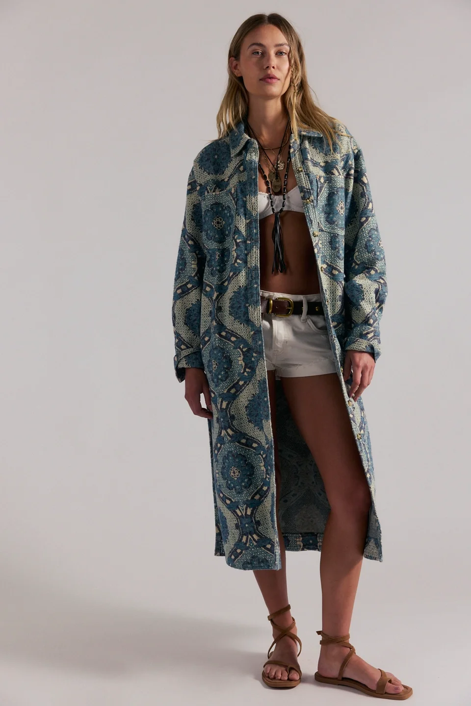 We The Free Brick Lane Jacquard Maxi Shirt Jacket - 1