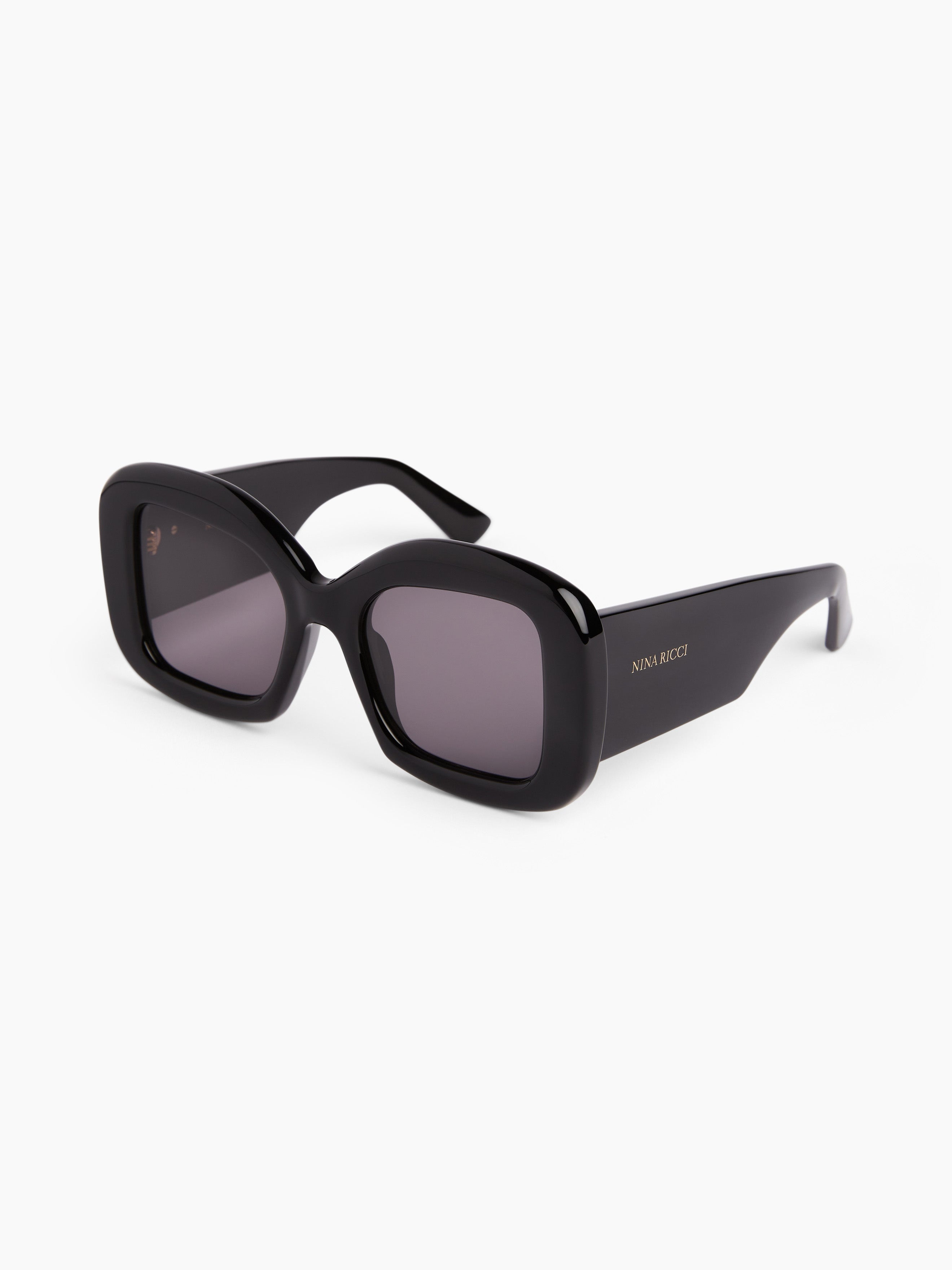 Full Moon oversize shiny black Sunglasses - 4