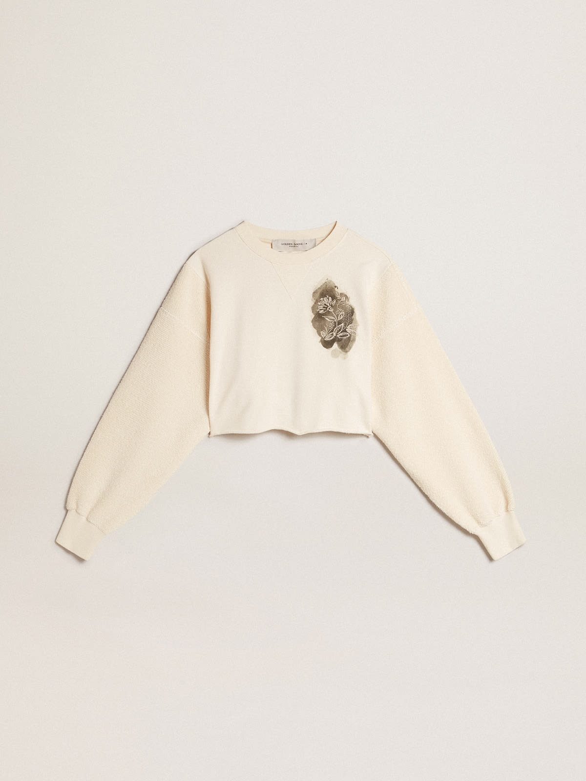 Aged white cotton cropped sweatshirt - 1