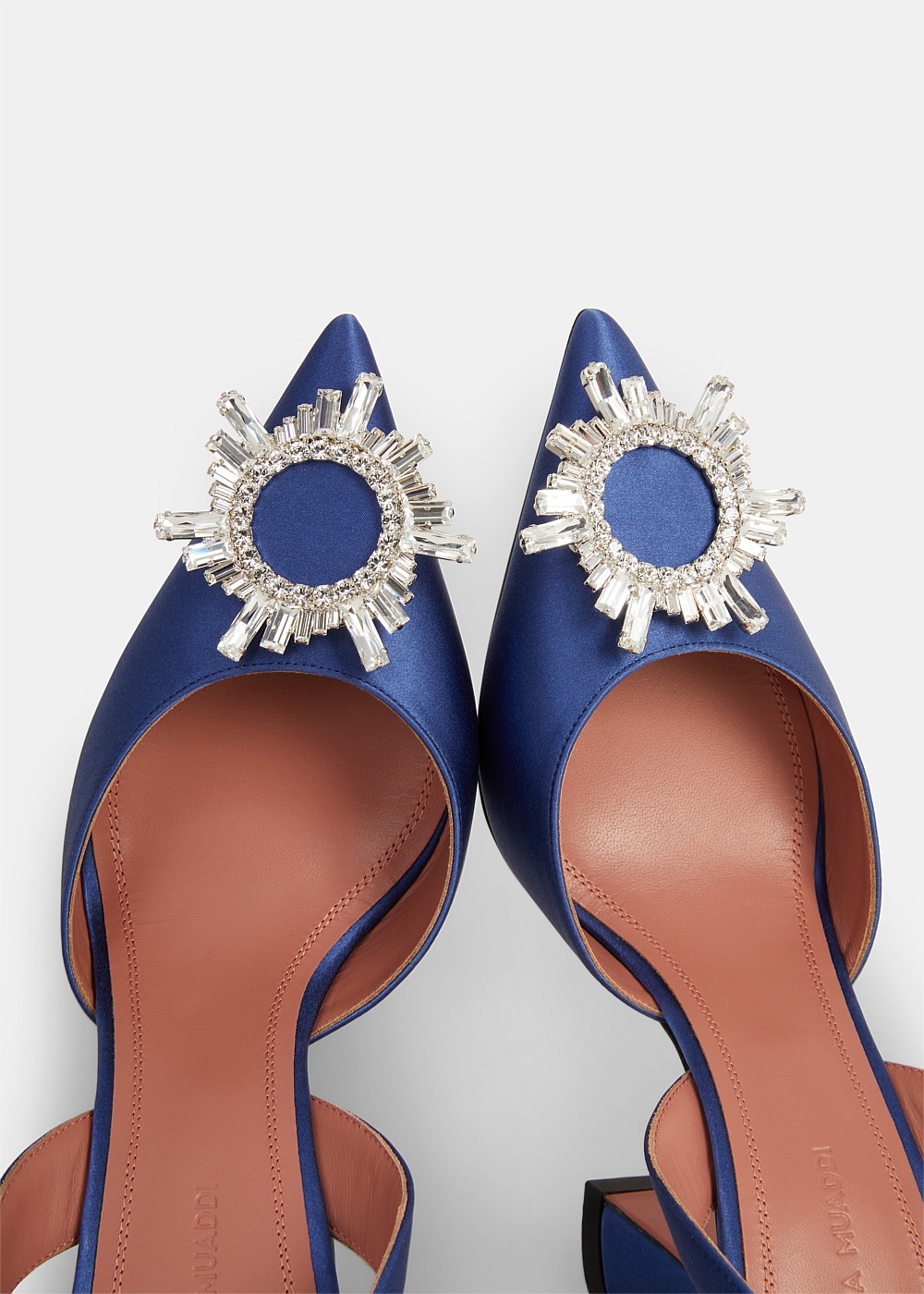 Navy Satin Begum Slingback Pumps - 4