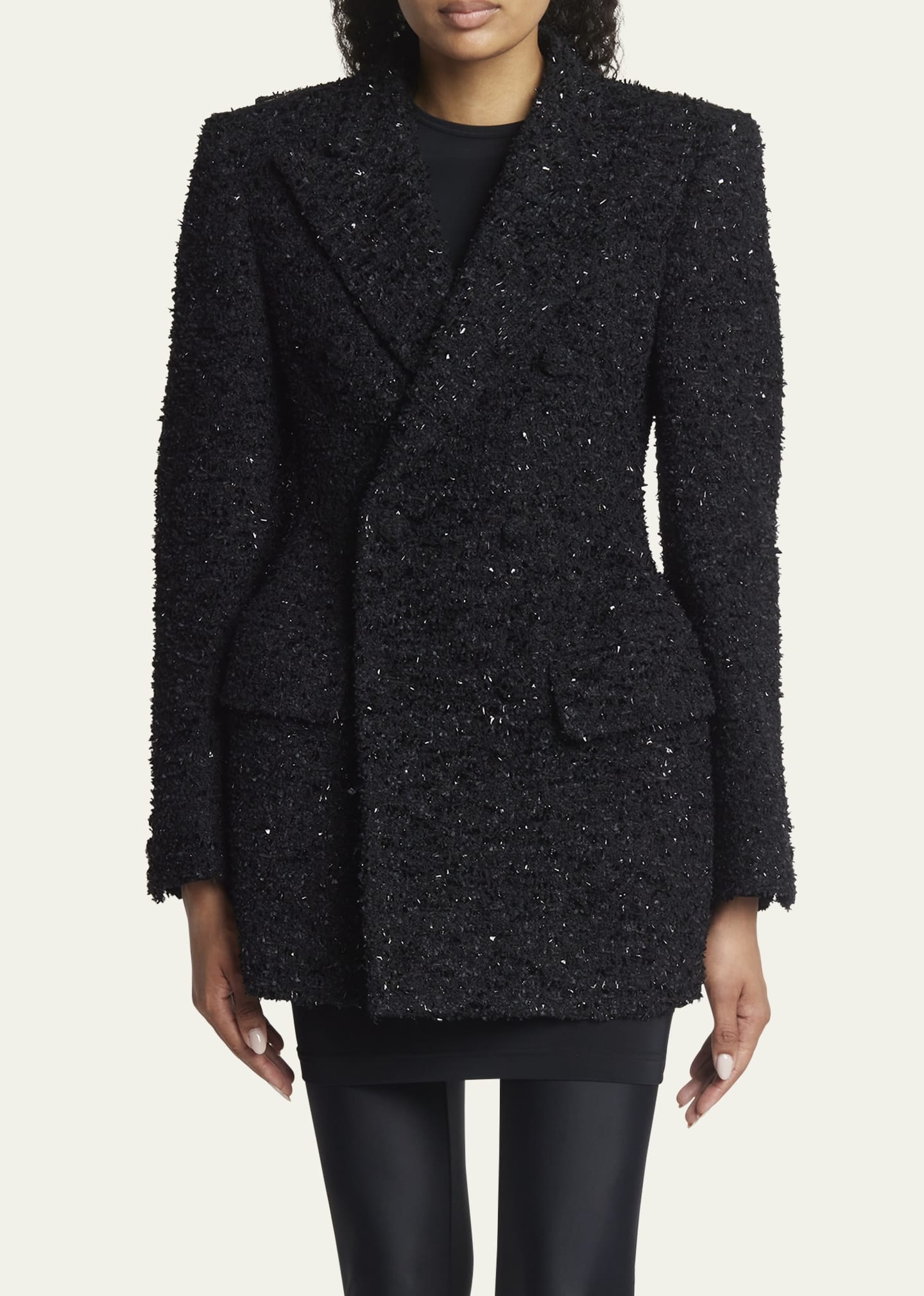 Boucle Double-Breast Hourglass Coat - 4