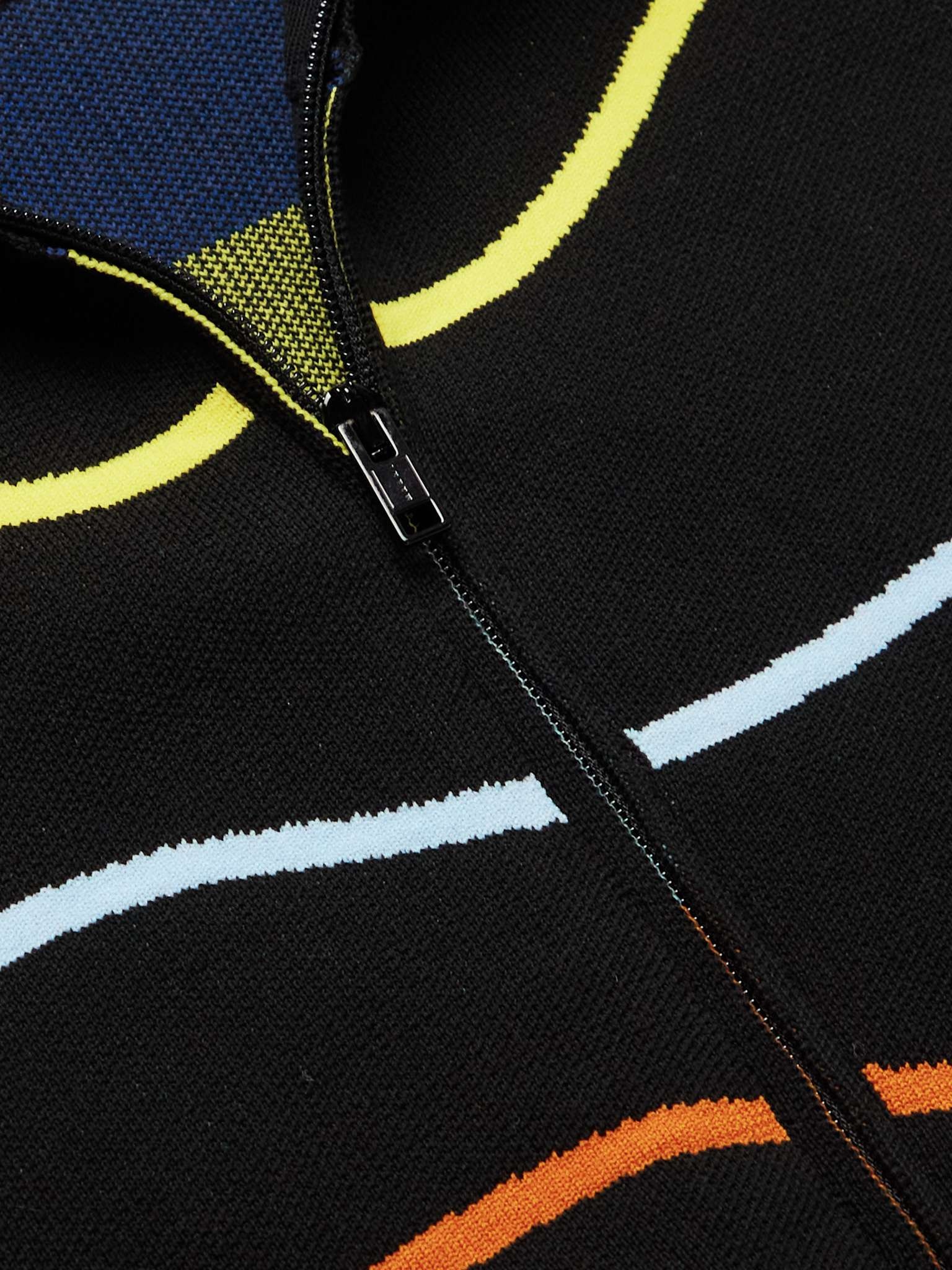 Logo-Jacquard Striped Cotton Zip-Up Sweatshirt - 5