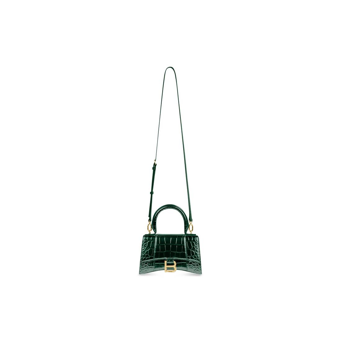 Women's Hourglass Xs Handbag Crocodile Embossed in Forest Green - 5