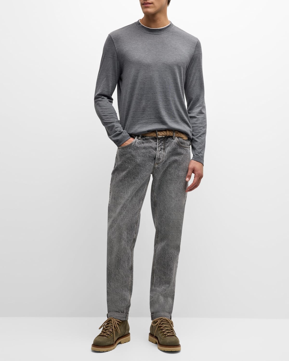 Men's Silk-Cotton Long Sleeve T-Shirt - 2