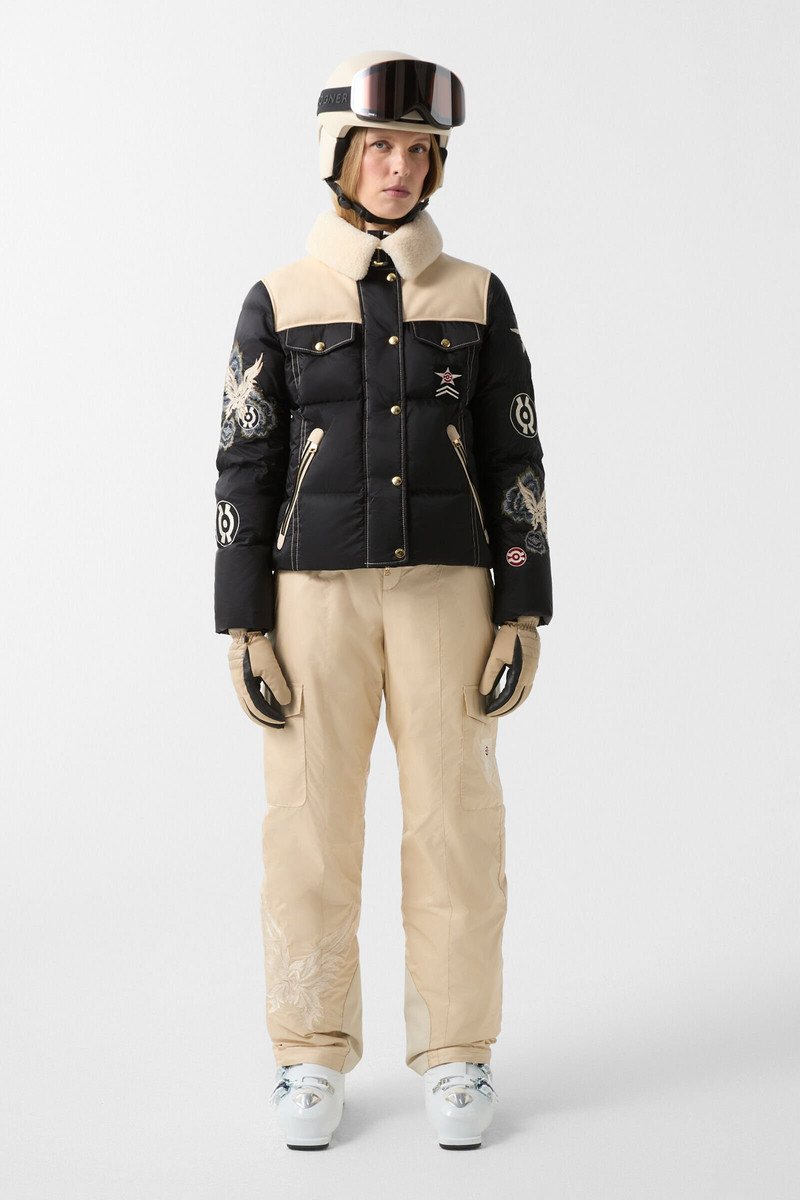 BOGNER Amia down ski jacket in Black/cream outlook