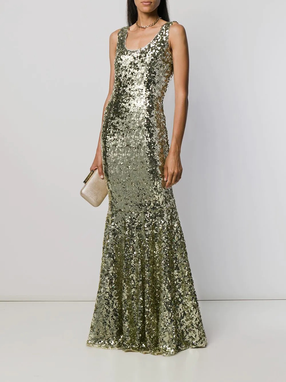 sequin embroidered long gown - 2