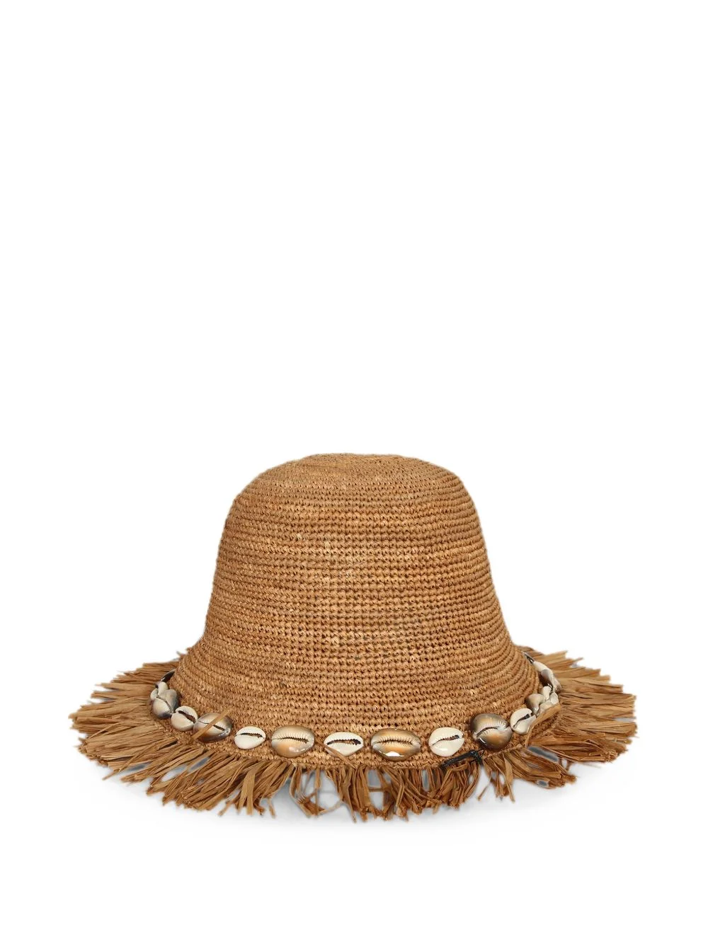 shell-embellished fringed hat - 1