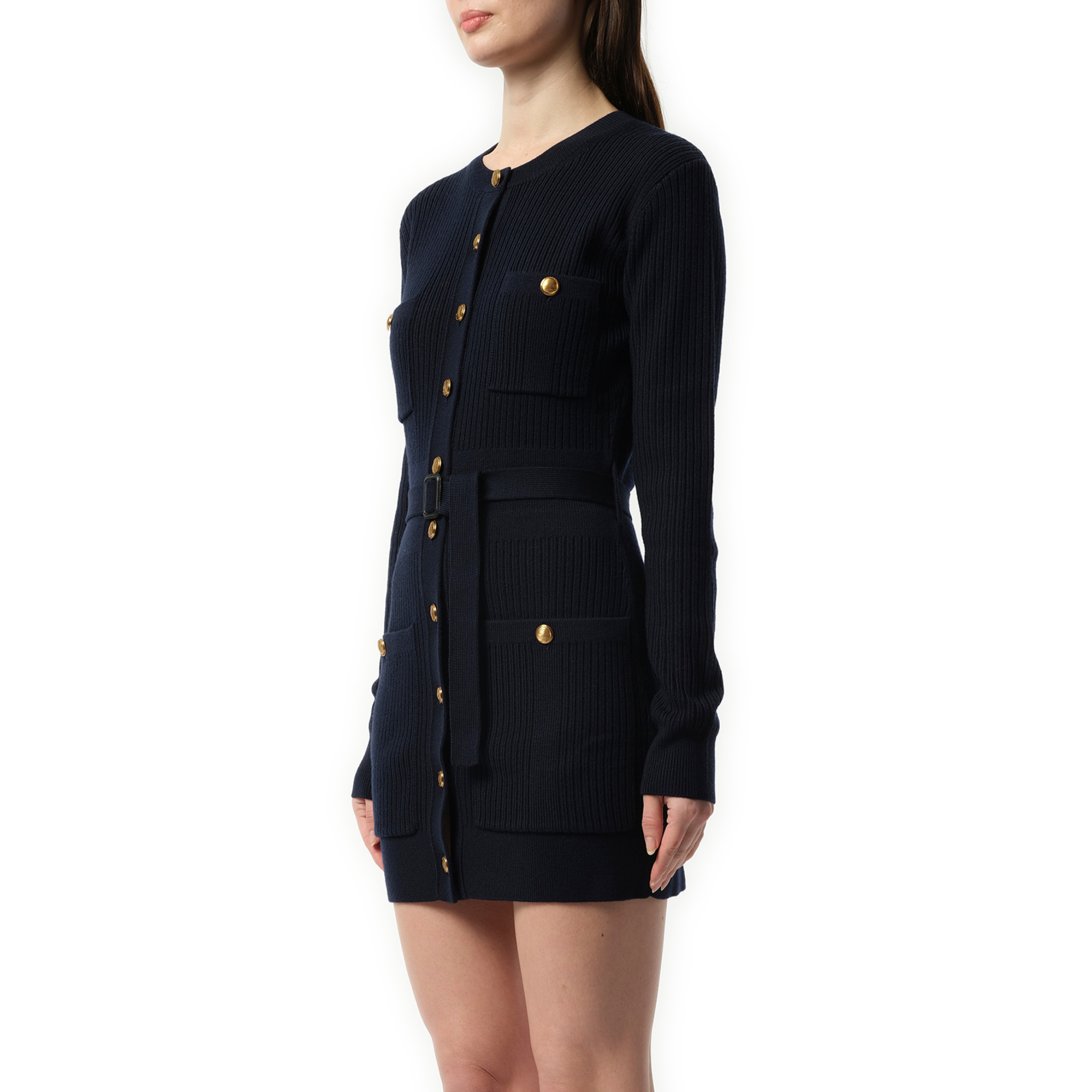 Long Fitted Cardigan in Navy - 5