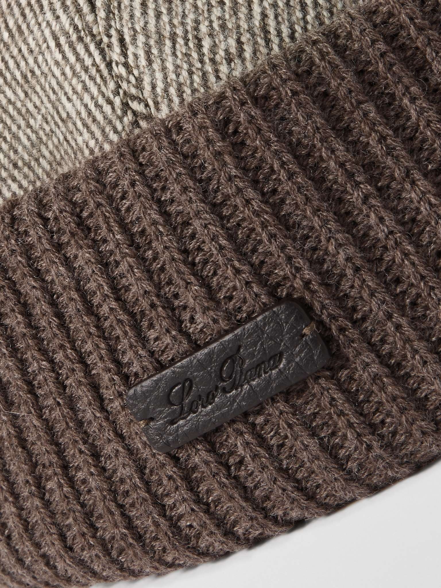 Logo-Appliquéd Herringbone Cotton-Blend and Ribbed-Knit Beanie - 4