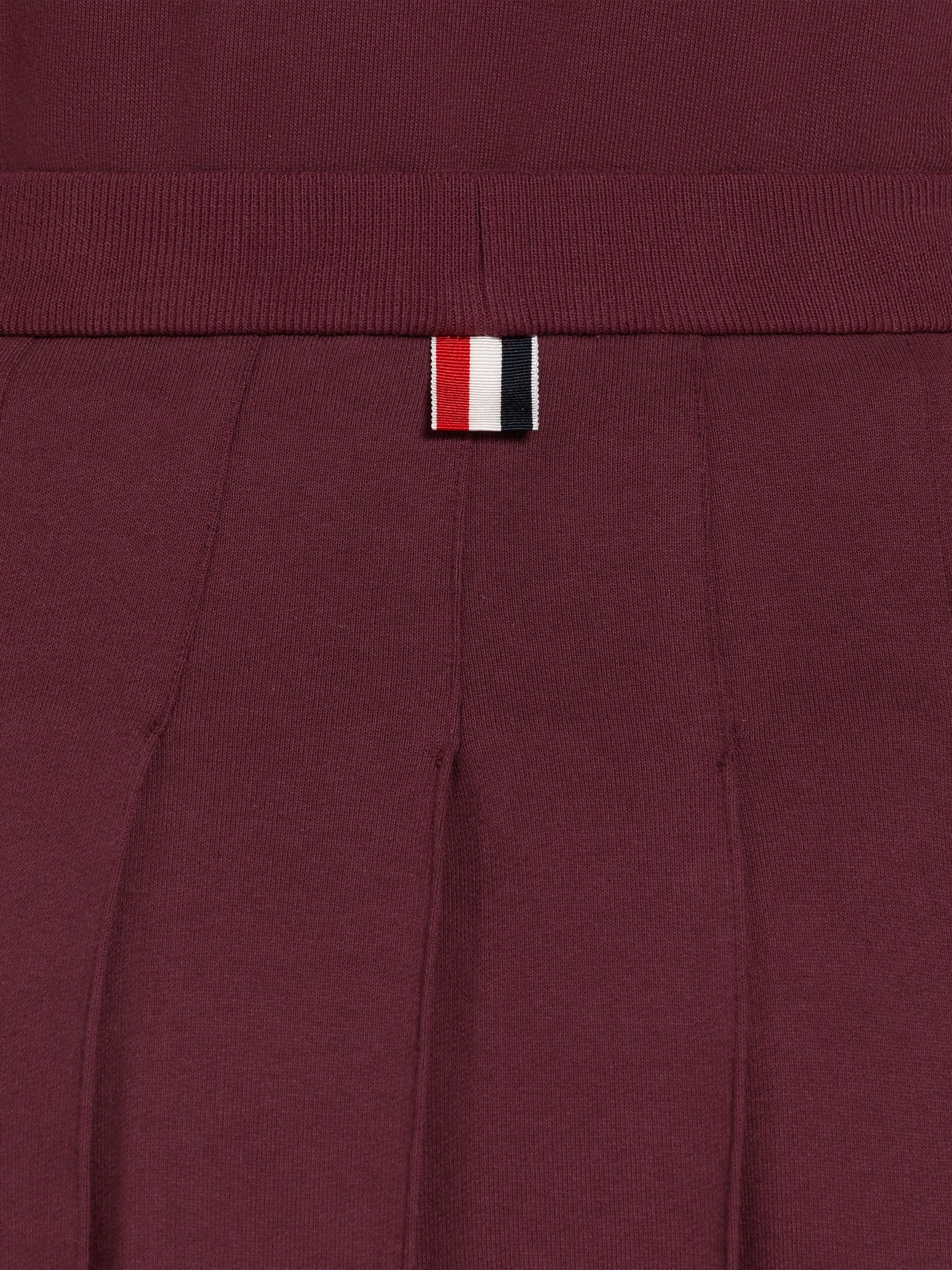 Dark Red Cotton Loopback Pleated Mini Skirt - 5