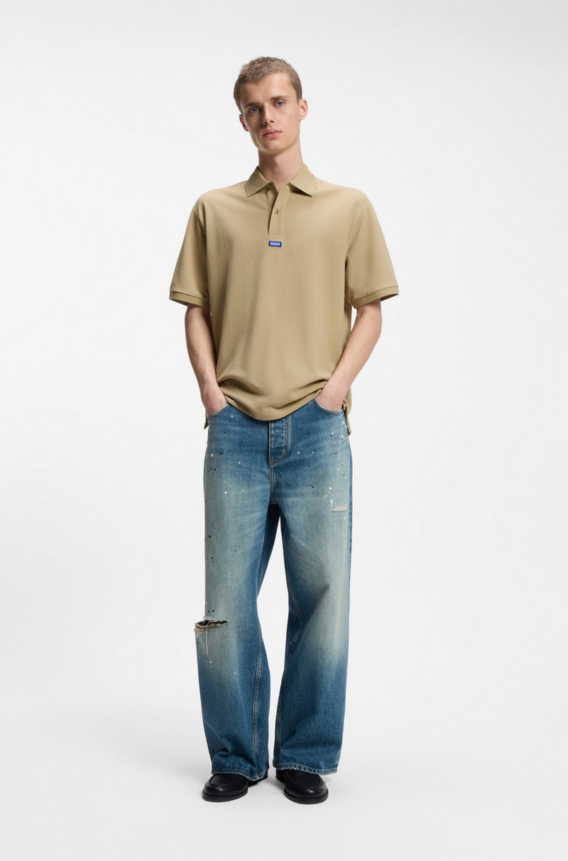 HUGO COTTON-PIQUÉ POLO SHIRT WITH BLUE LOGO BADGE outlook