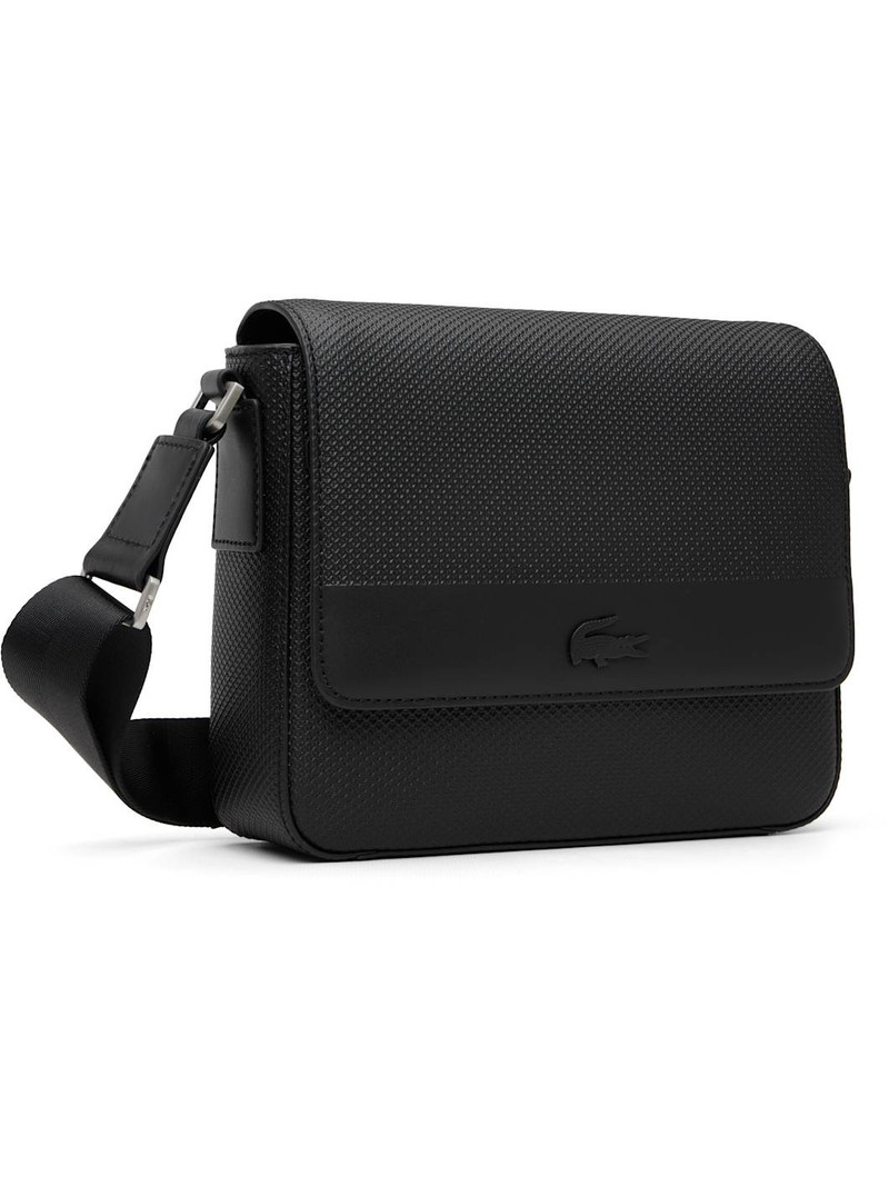 LACOSTE Black Chantaco Leather Messenger Bag outlook