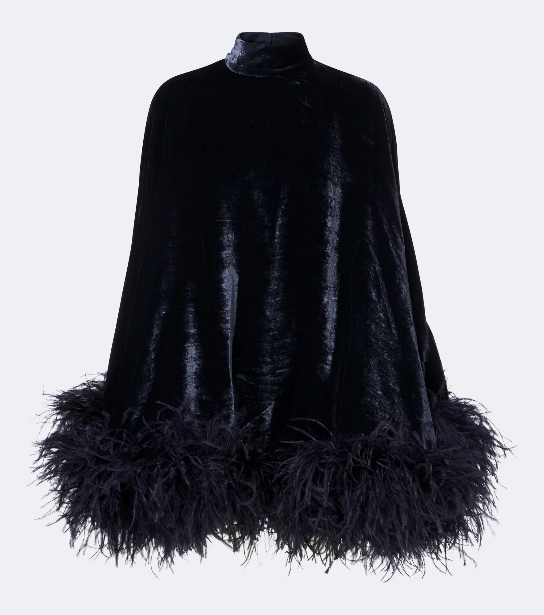 Vegas feather-trimmed velvet minidress - 1