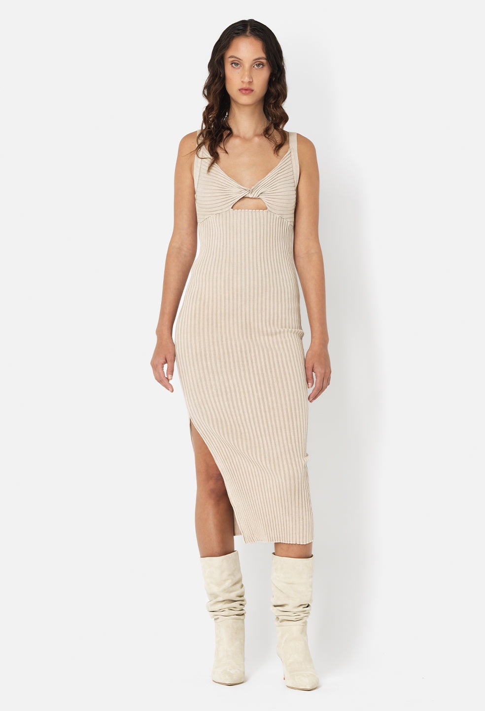 MINERAL WASH GINZA RIB TWIST DRESS - 1