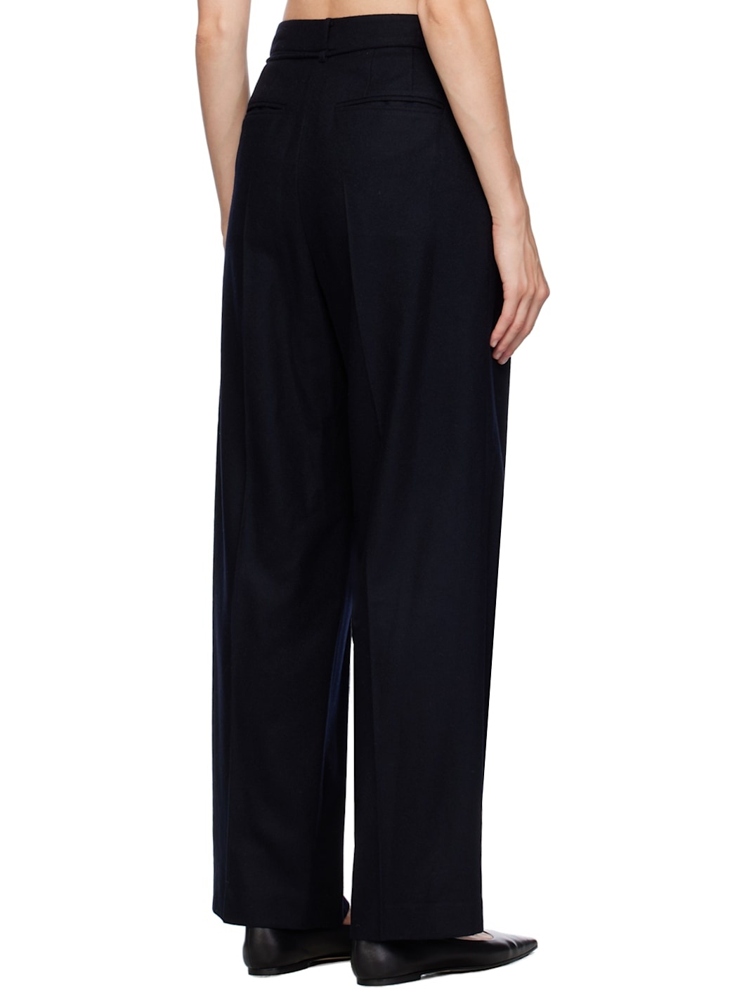 Navy Straight Trousers - 3