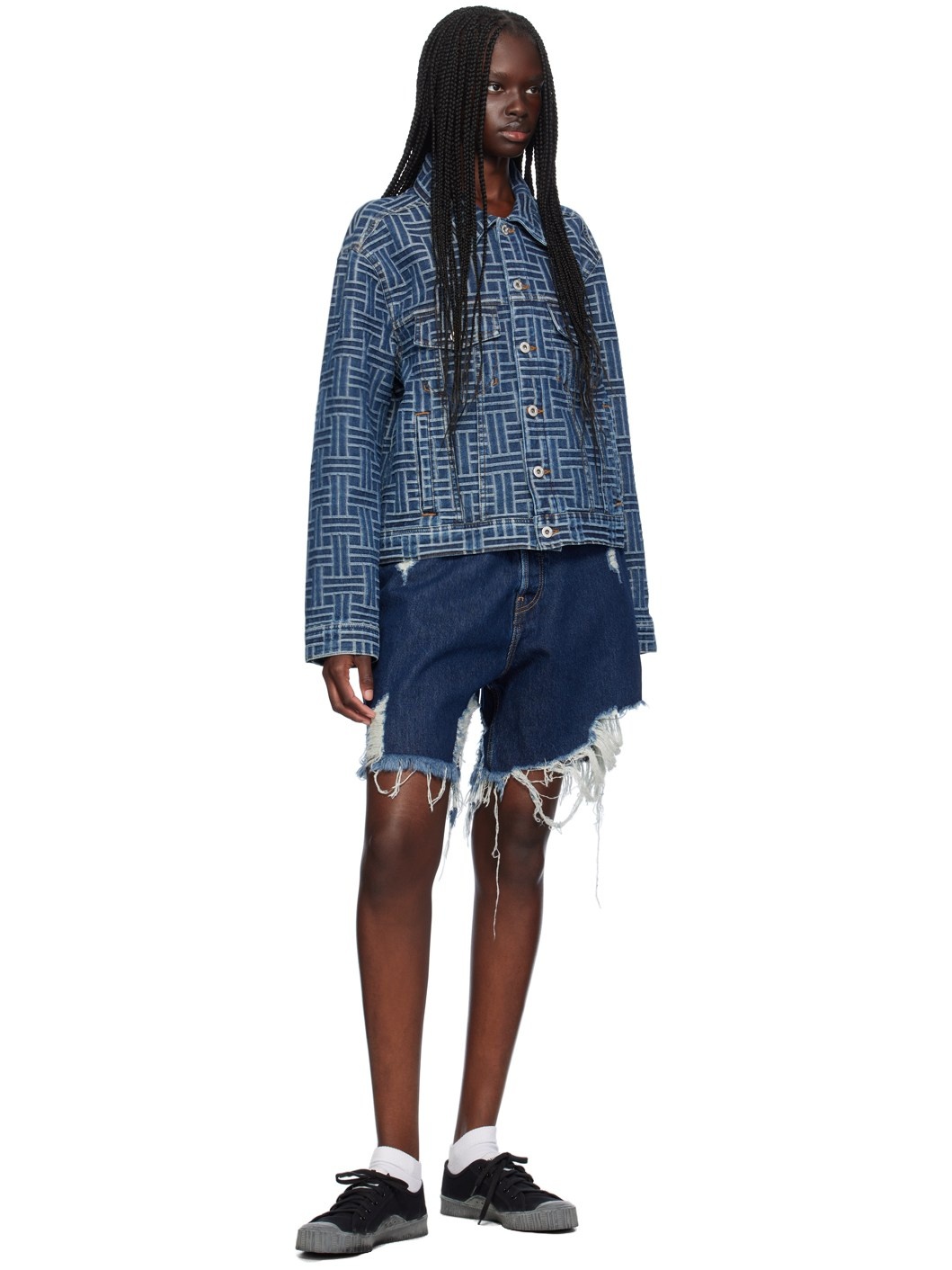 Blue Kenzo Paris 'Kenzo Weave' Denim Jacket - 4