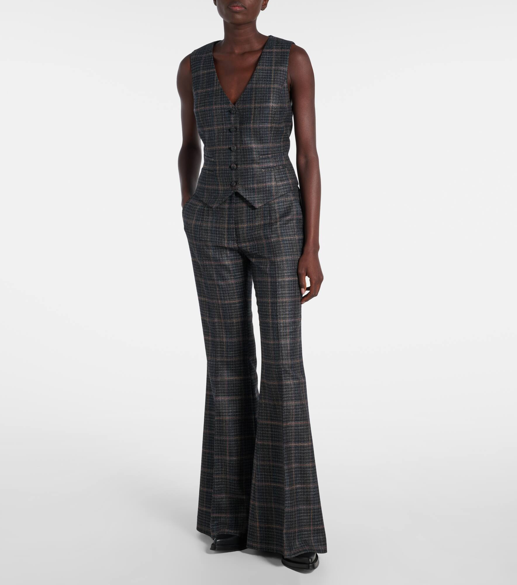 Coleridge checked wool and silk vest - 7