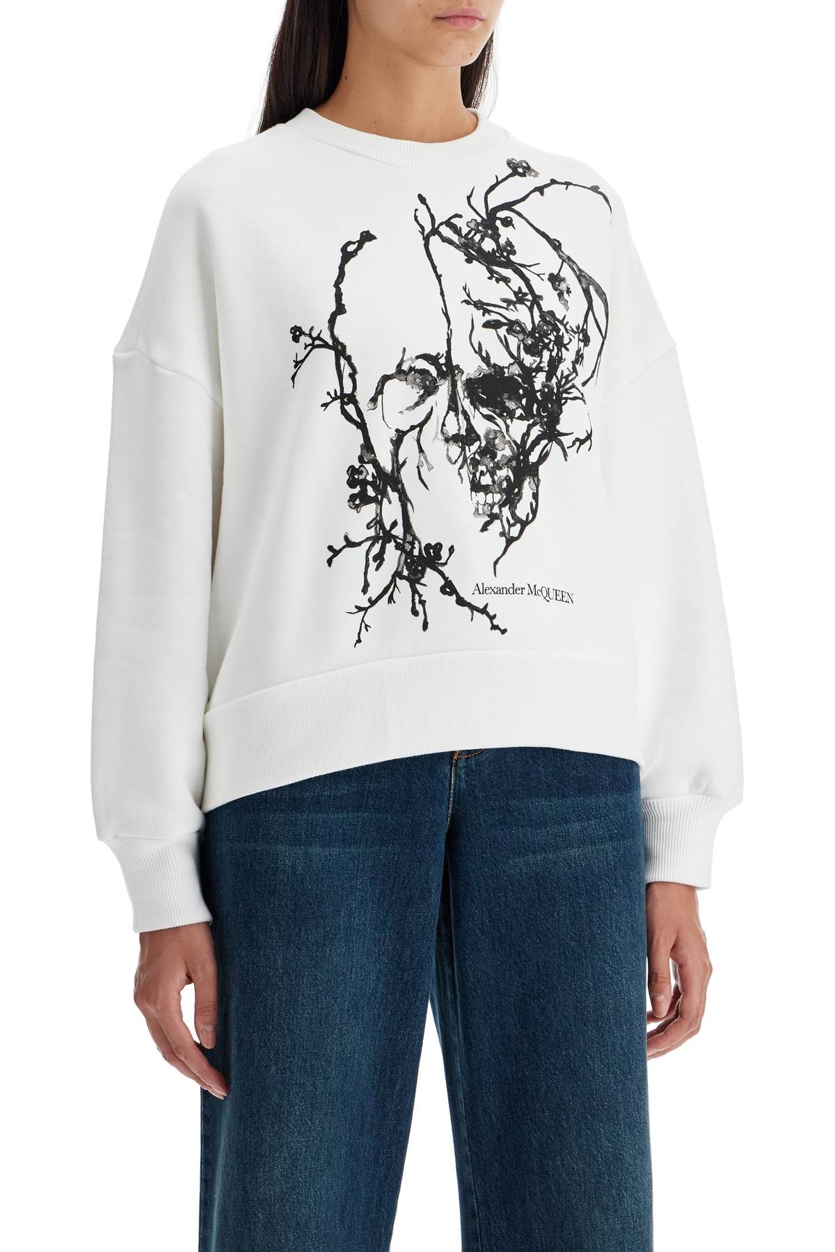 Alexander Mcqueen Boxy Cherry Blossom Skull Sweat Women - 2