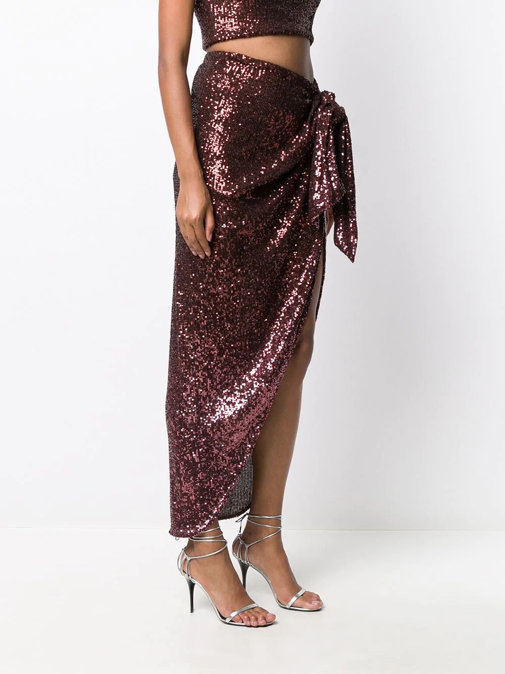 sequined tie-front midi skirt - 3