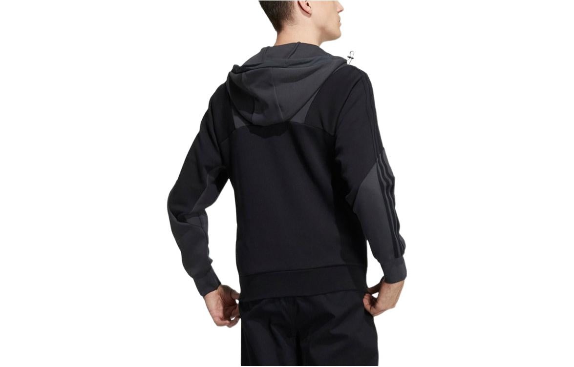 adidas Casual Sports hooded Splicing Jacket Black HE7469 - 2