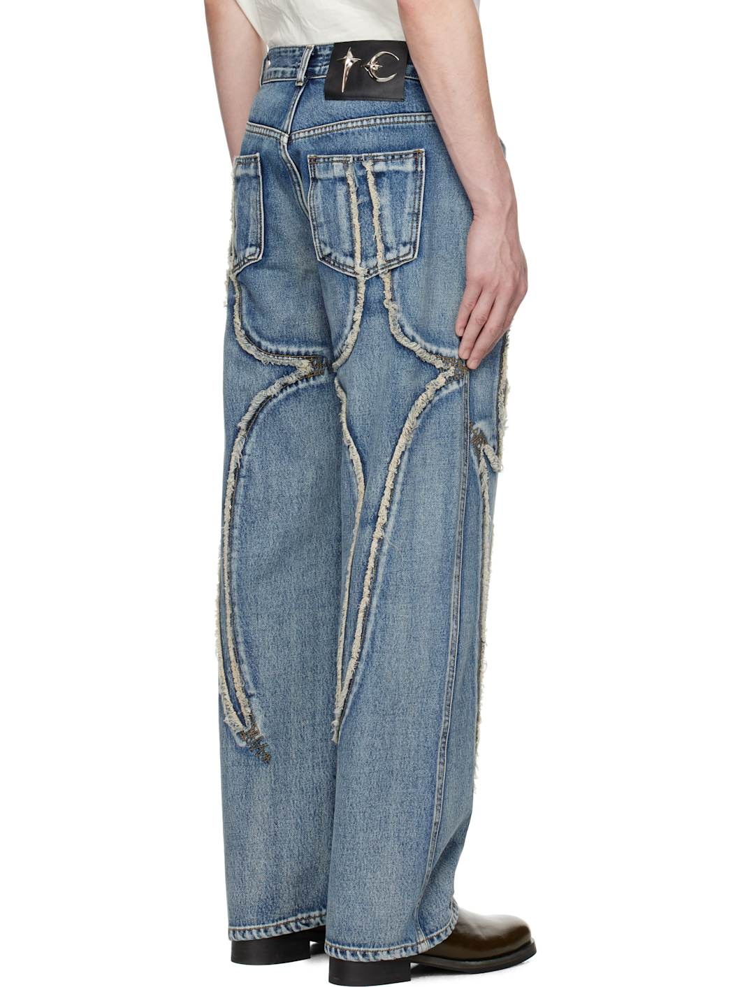 Blue Frayed Jeans - 3