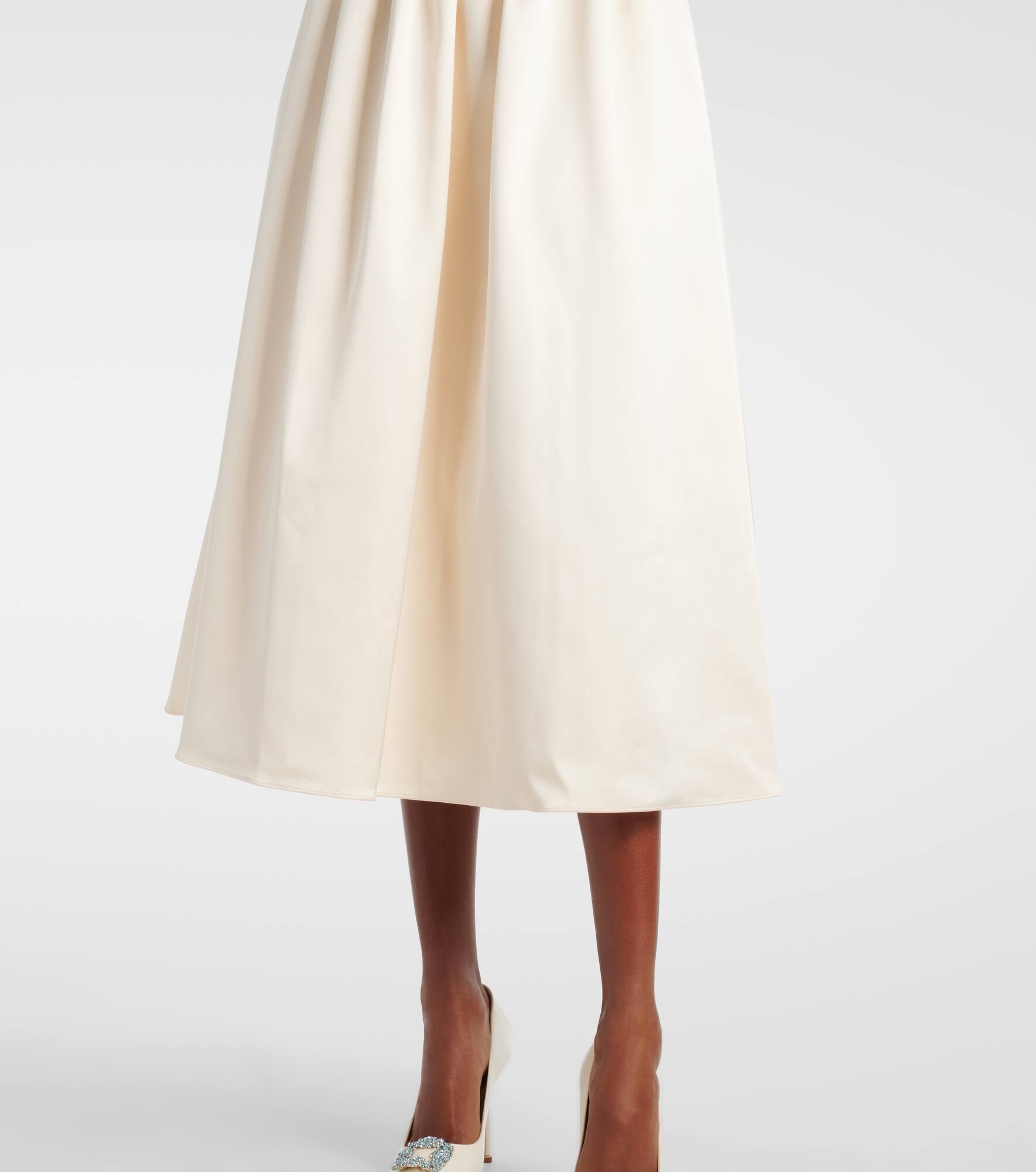 Bridal floral-appliqué satin midi dress - 6