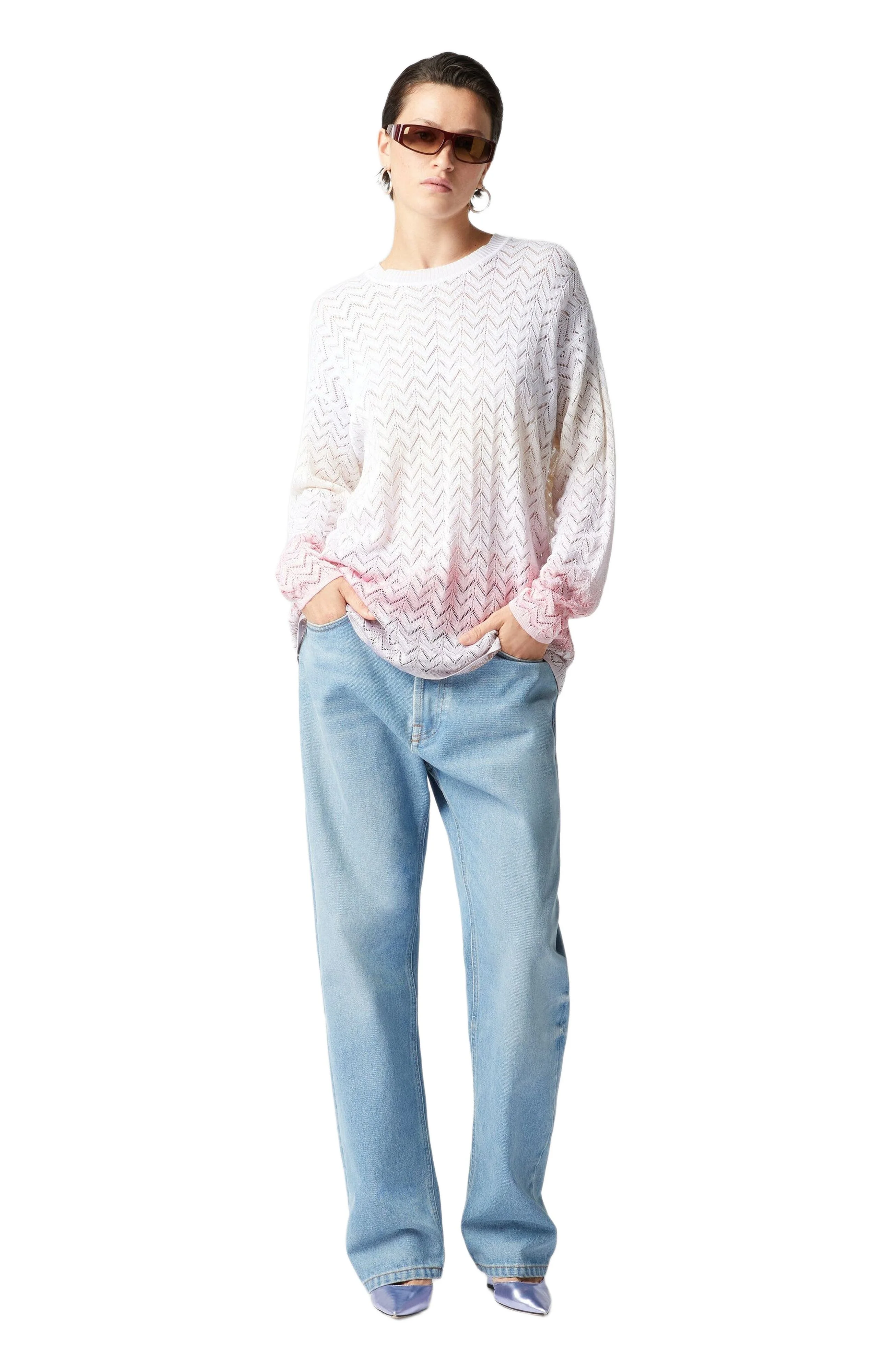 Missoni Oversized Crewneck Sweater In Gradient Chevron Viscose in Multicoloured 1 at Nordstrom - 1