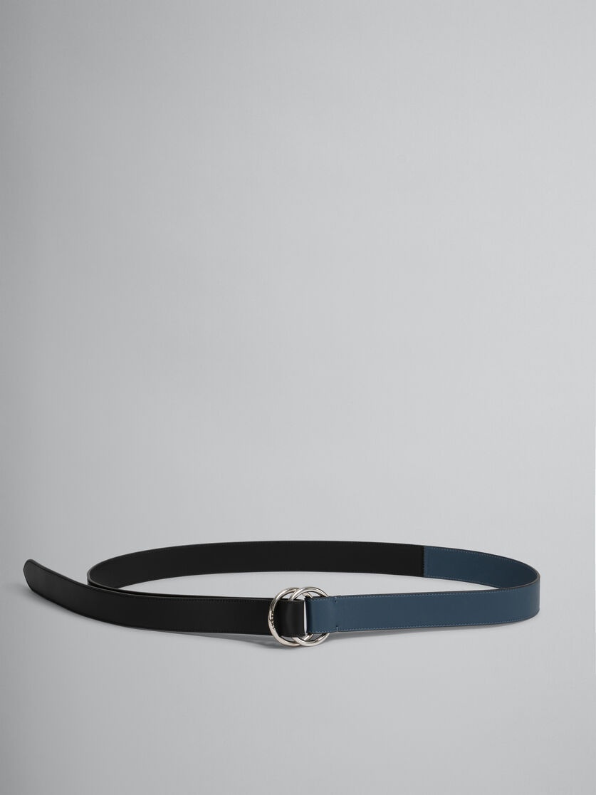 BLACK AND BLUE LEATHER BELT WITH RING BUCKLE - 1