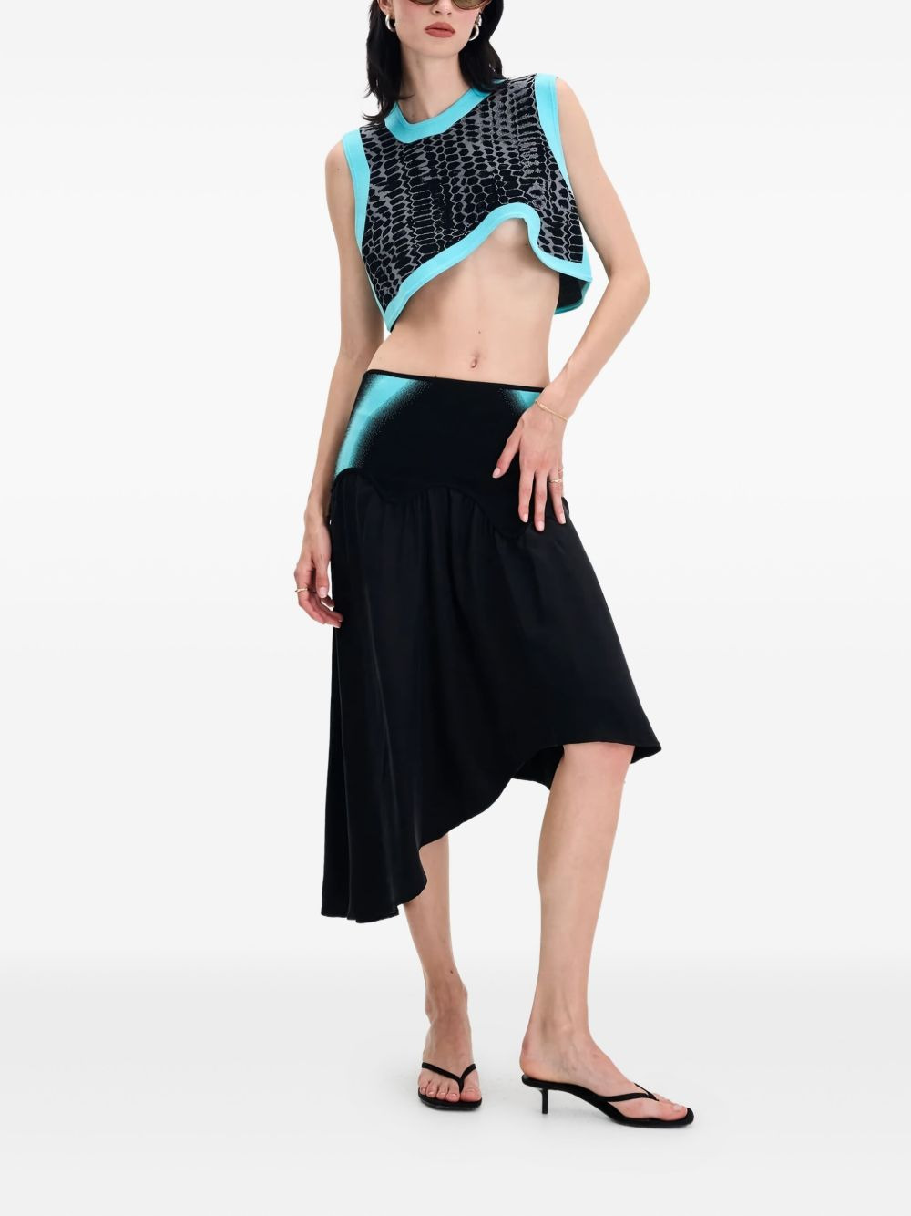 snakeskin-print asymmetrical top - 4