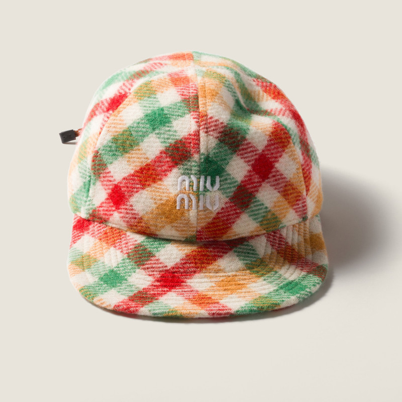 Miu Miu Plaid wool baseball cap outlook