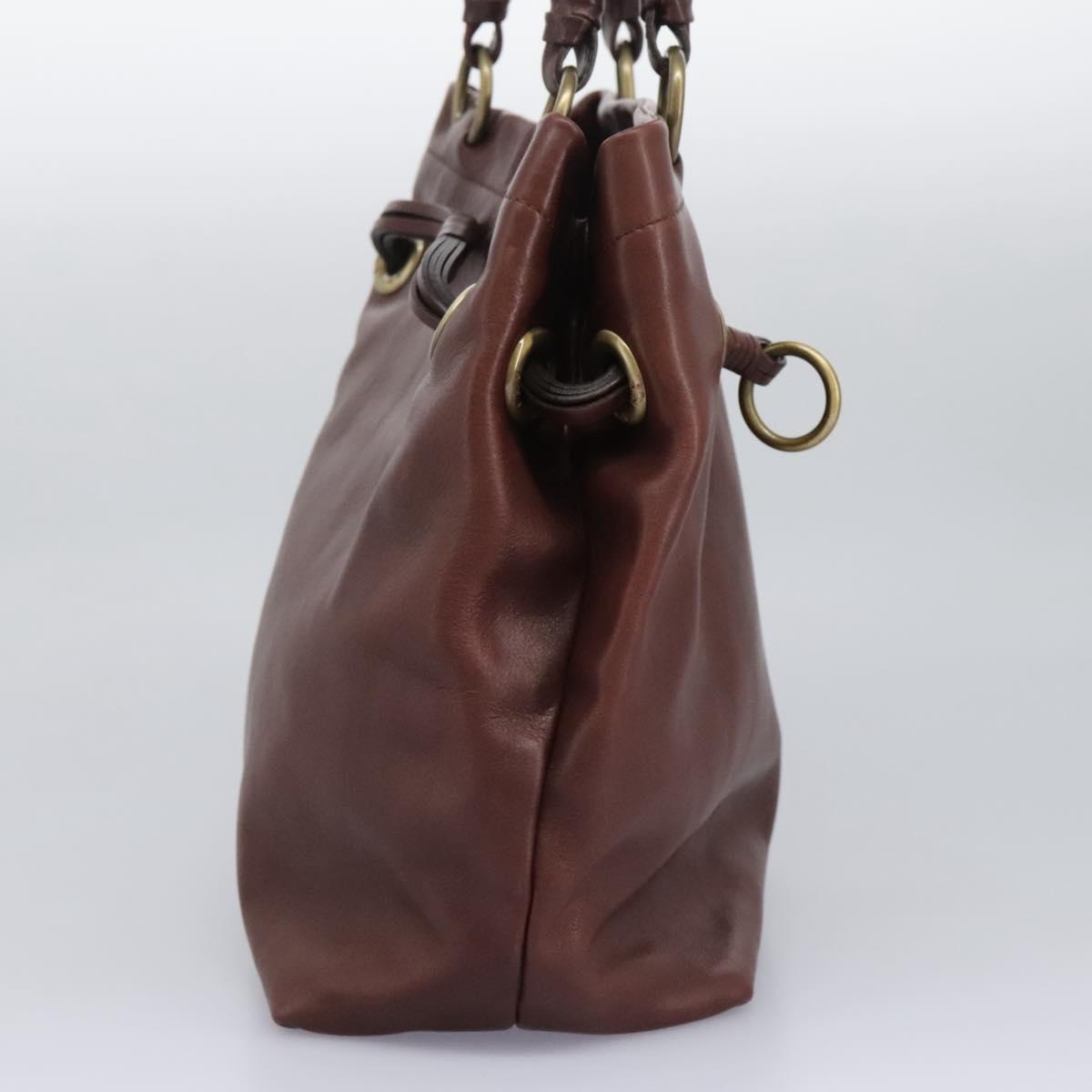 CELINE Hand Bag Leather Brown Gold - 5