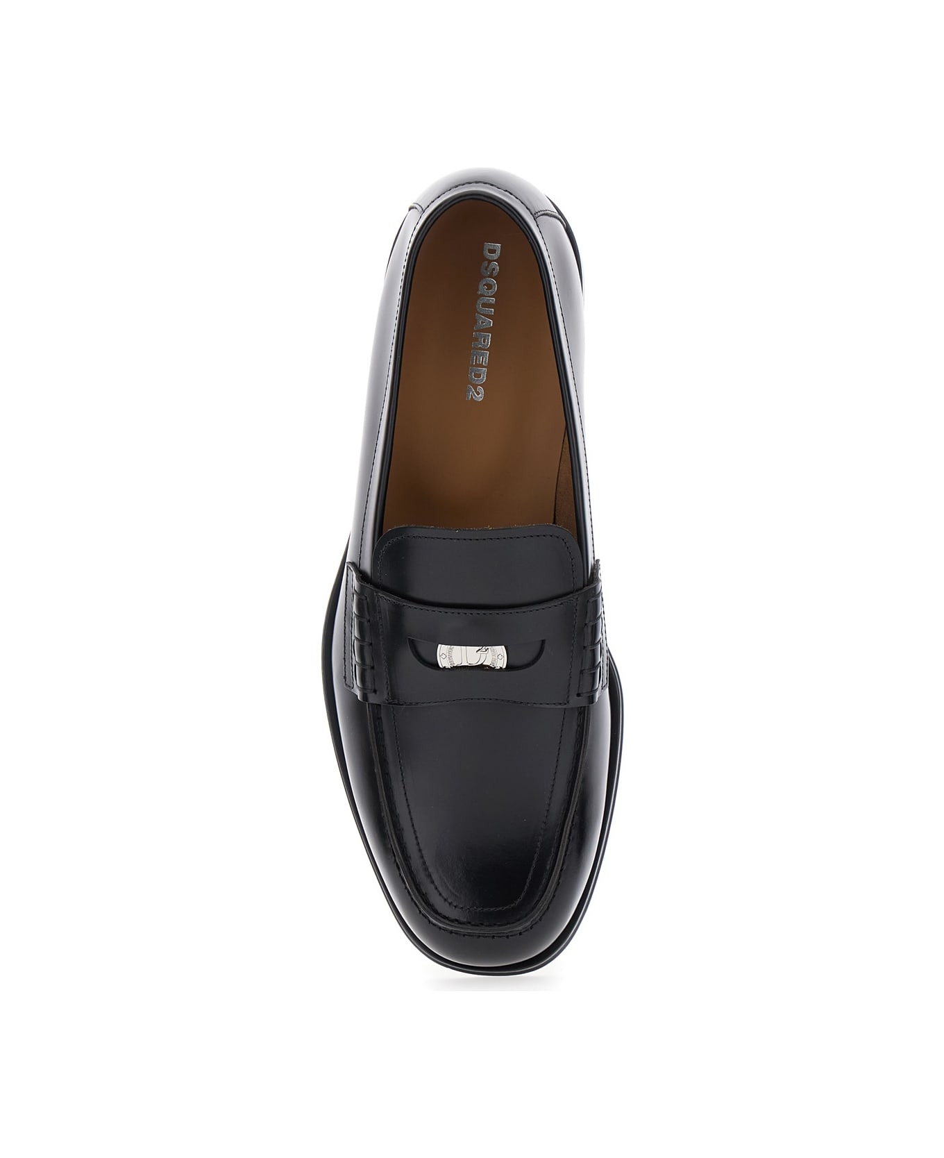 Black Loafers With Logo Plaque On The Front And Logo Lettering On The Heel In Leather Man - 4