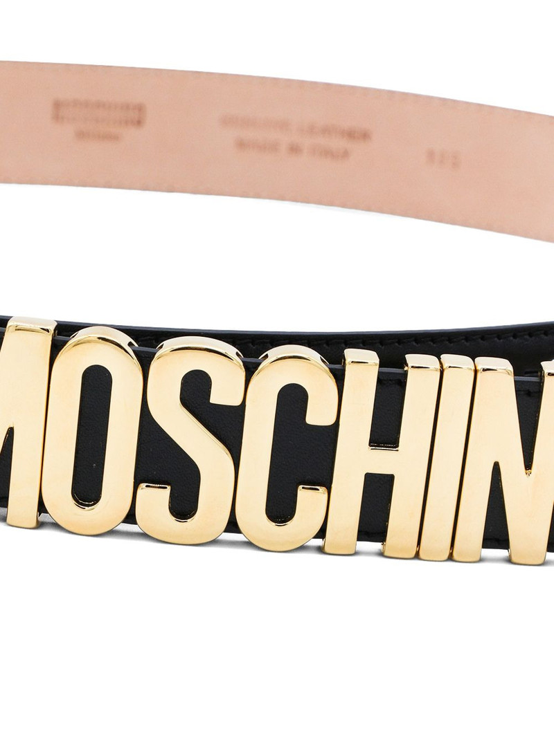 Moschino logo-buckle leather belt outlook