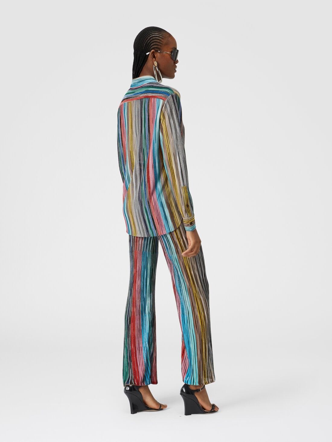 Lamé slub ribbed knit shirt - 3