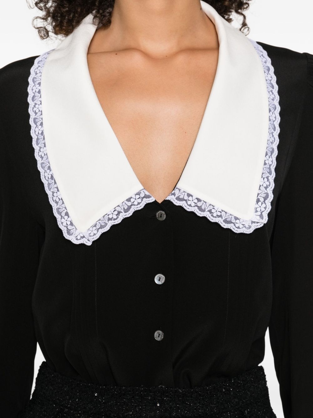 lace-trimmed collar blouse - 5