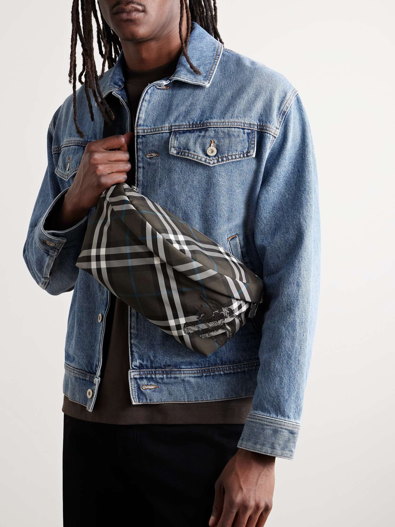 Logo-Embroidered Checked Canvas Belt Bag - 2