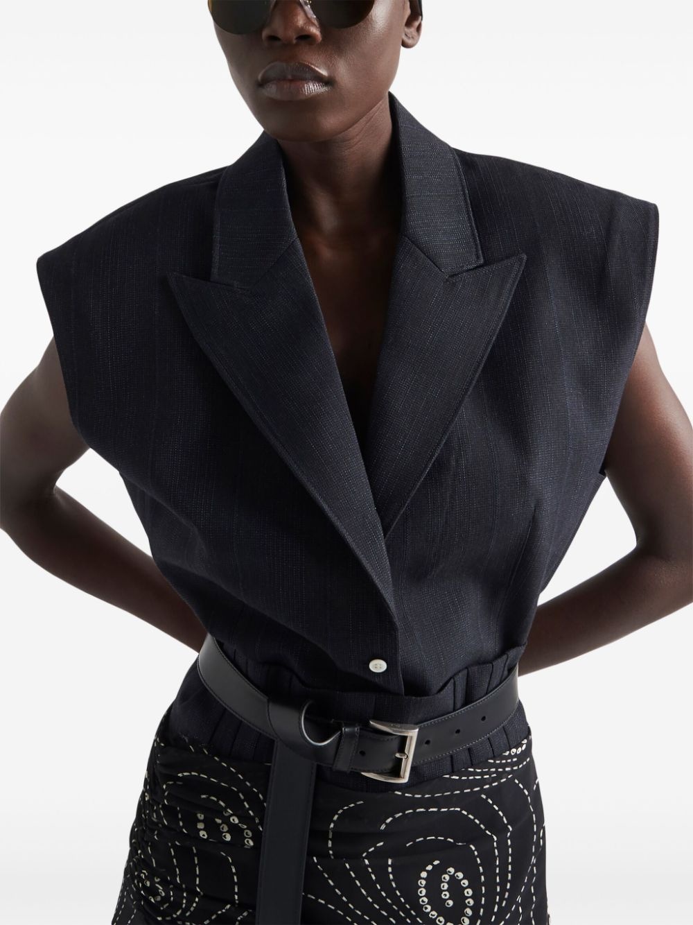 sleeveless wool blazer - 2