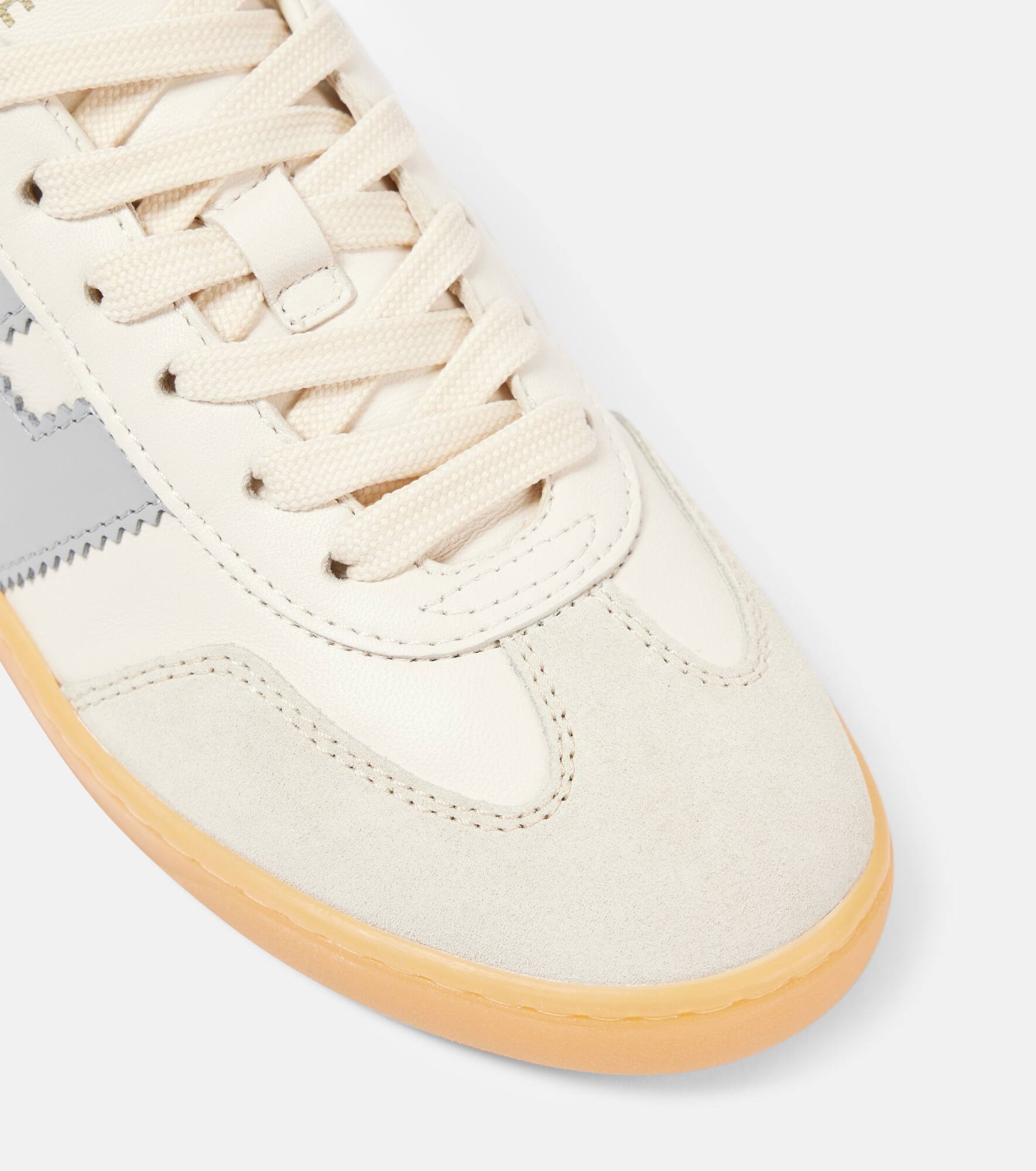 Cool suede-trimmed leather sneakers - 5