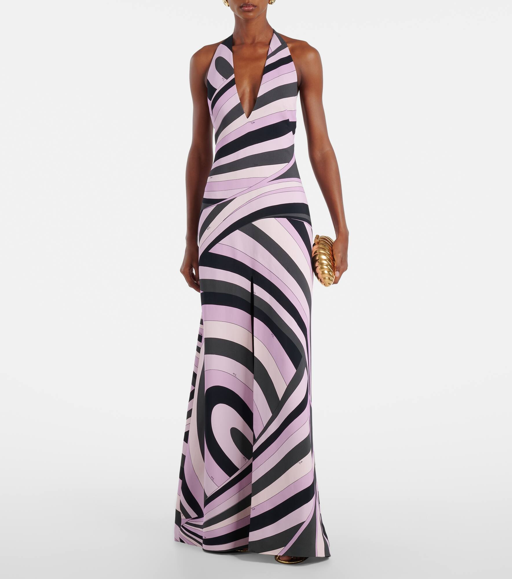 Iride halterneck satin gown - 2